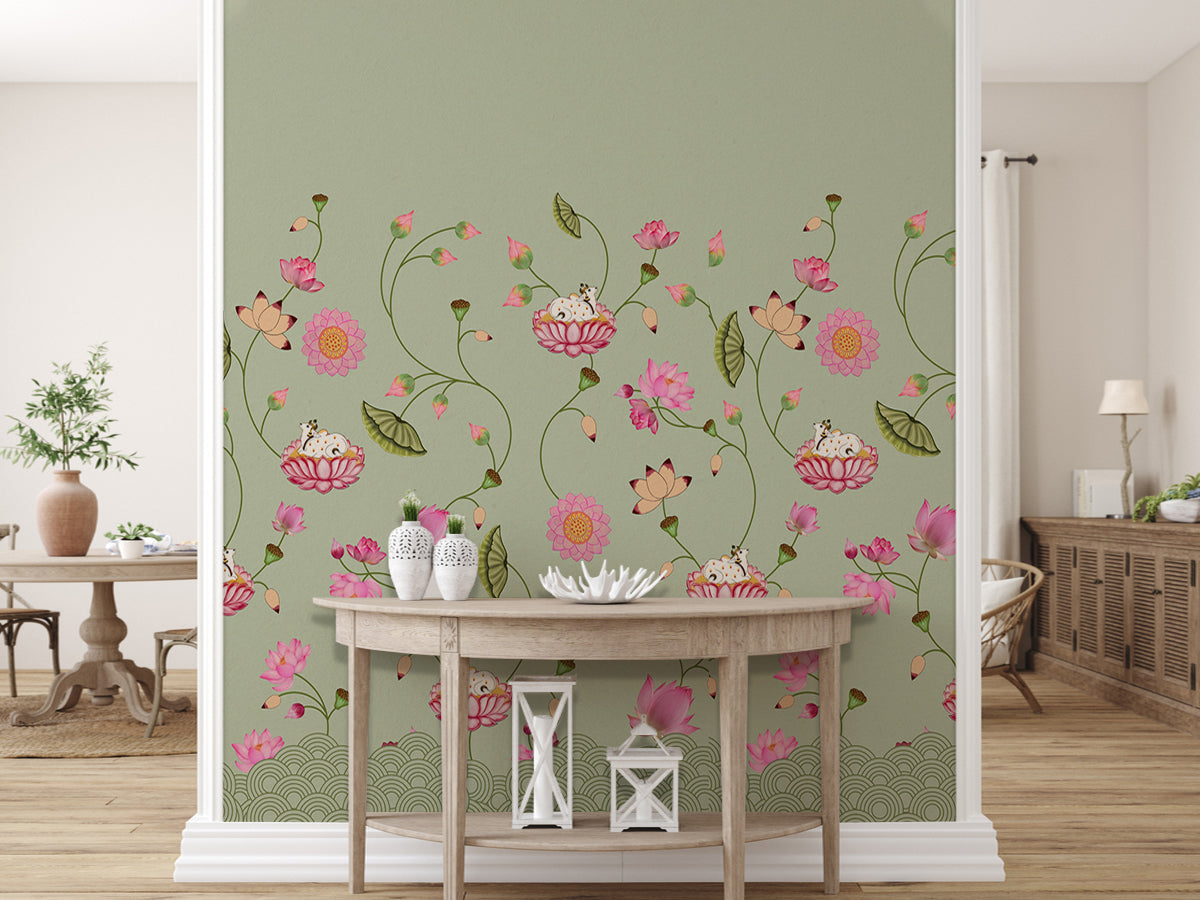 Lotus Whispers: A Serene Pichwai Elegance