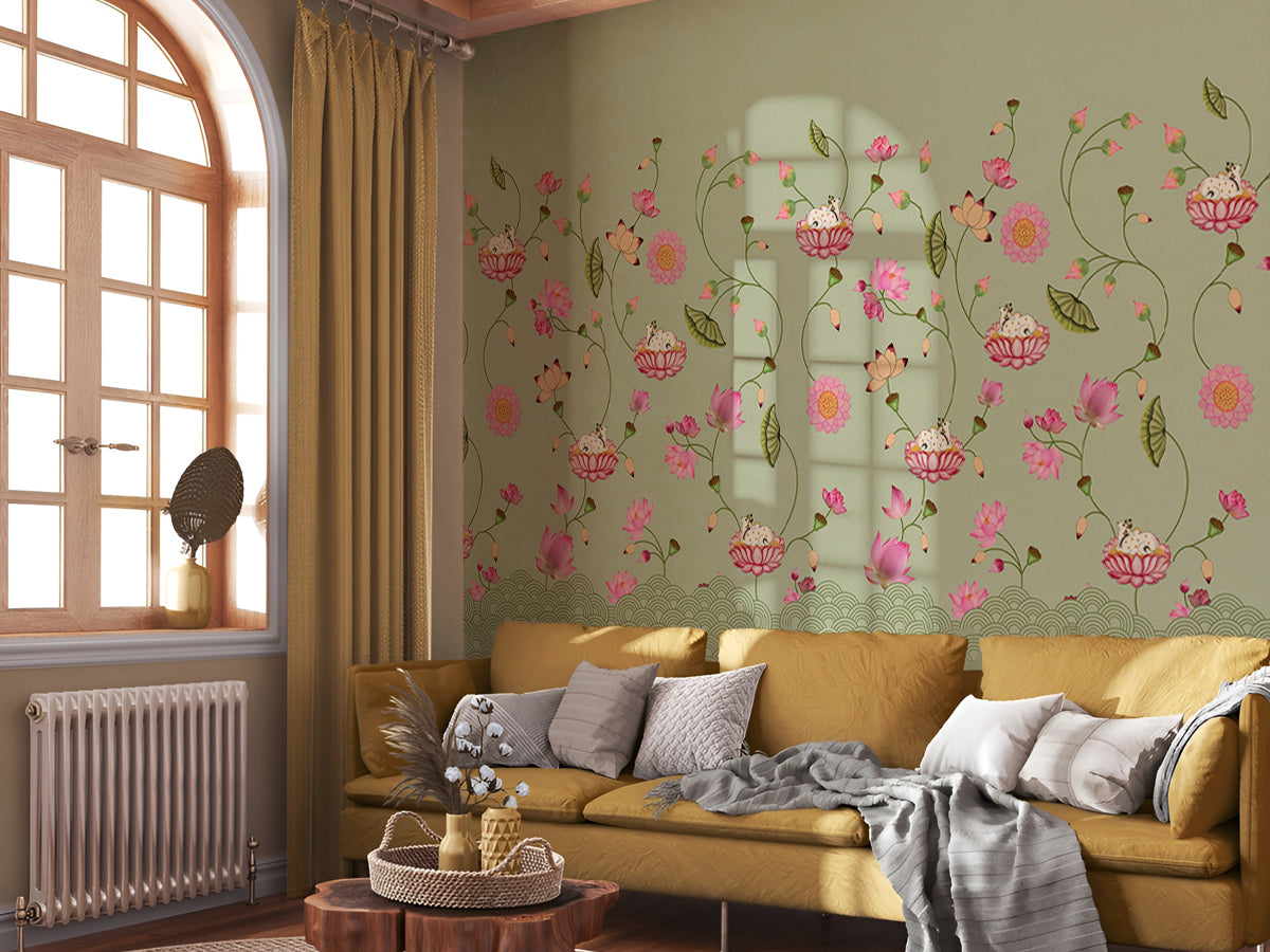 Lotus Whispers: A Serene Pichwai Elegance